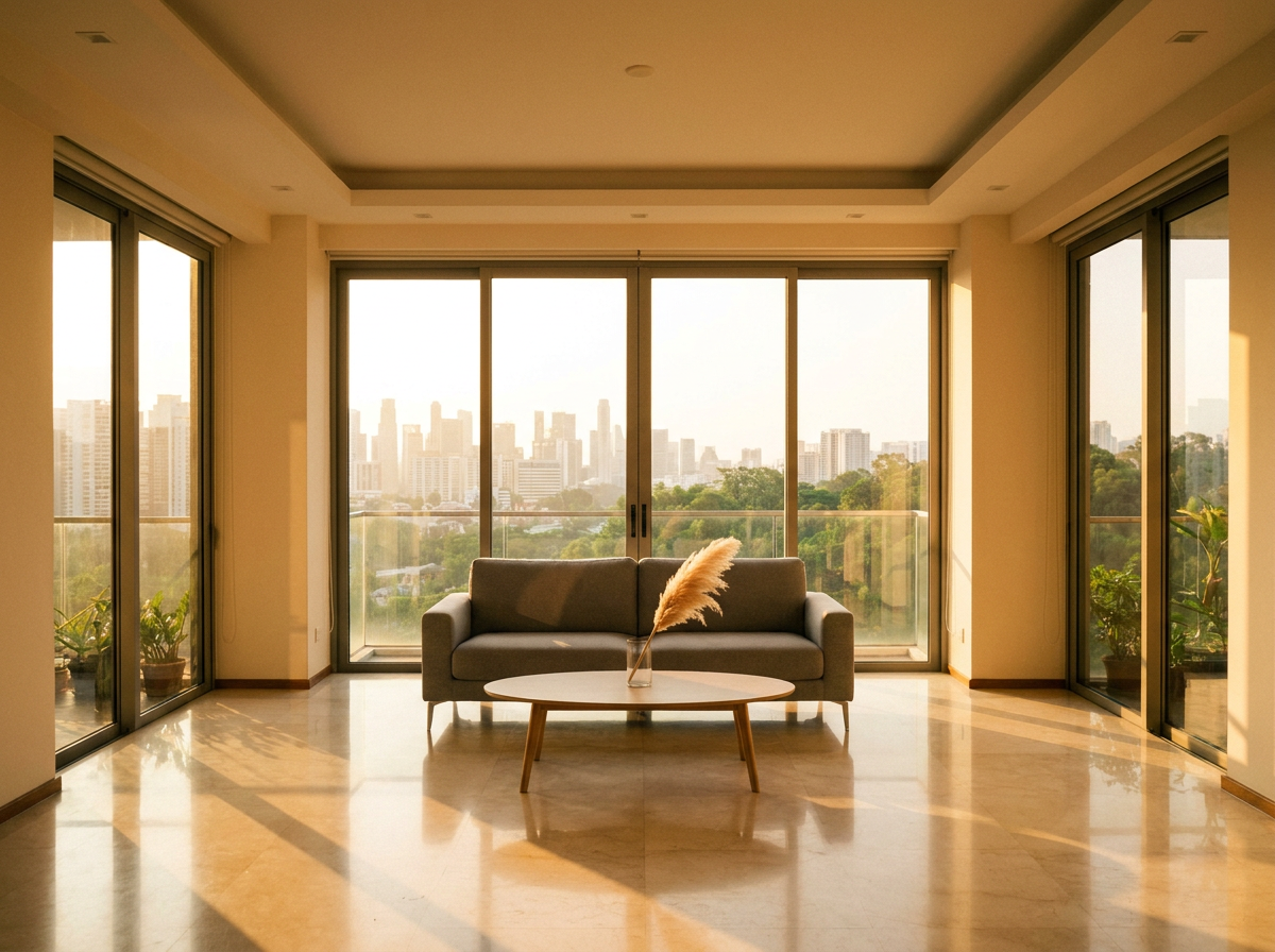 Professionally staged Singapore condo living room ready for sale